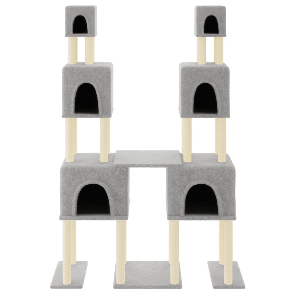 vidaXL Albero per Gatti con Tiragraffi in Sisal Grigio Chiaro 199 cm