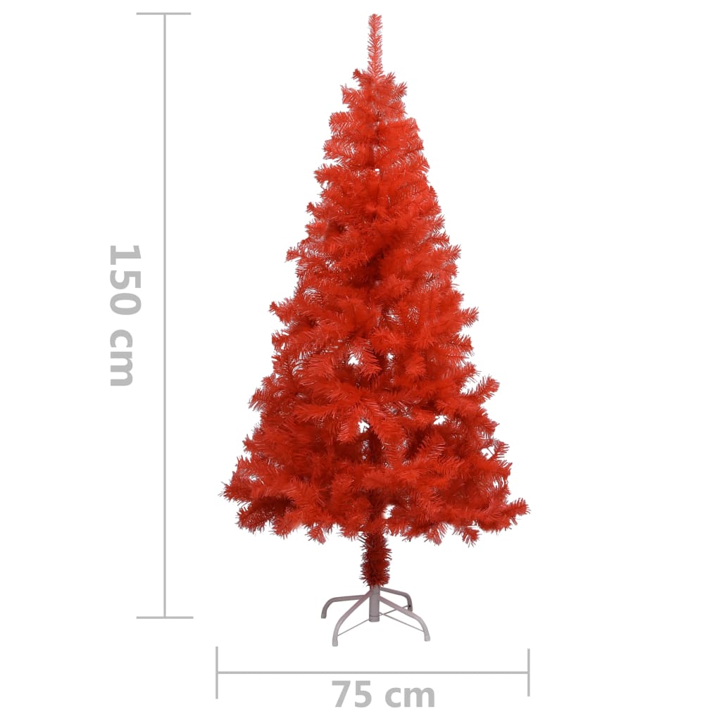 vidaXL Albero di Natale Preilluminato con Palline Rosso 150 cm PVC