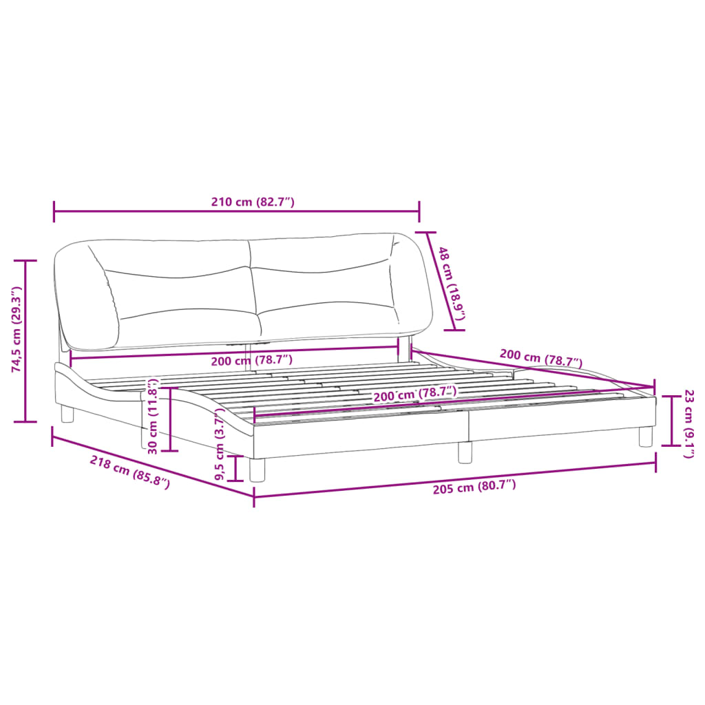 vidaXL Giroletto senza Materasso Blu 200x200 cm in Tessuto