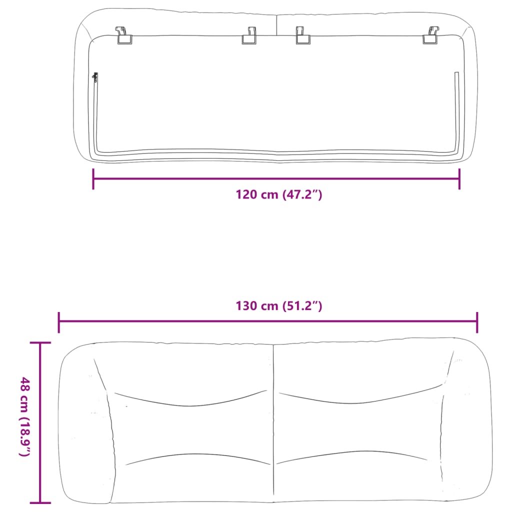 vidaXL Cuscino Testiera Nero 120 cm in Tessuto