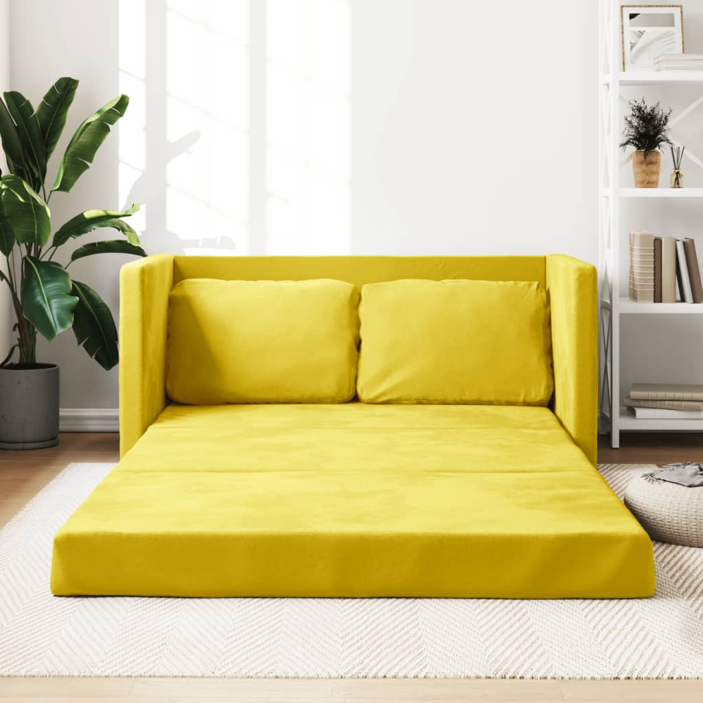 vidaXL Divano Letto da Terra 2 in 1 Giallo Scuro 122x204x55 cm Velluto