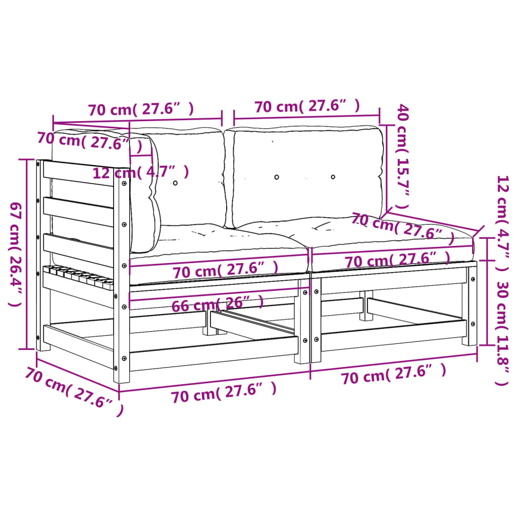 vidaXL Divano da Giardino con Cuscini 2 Posti Legno Massello Douglas