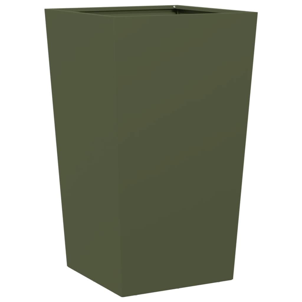 vidaXL Fioriere da Giardino 2 pz Verde Oliva 45x45x75 cm in Acciaio