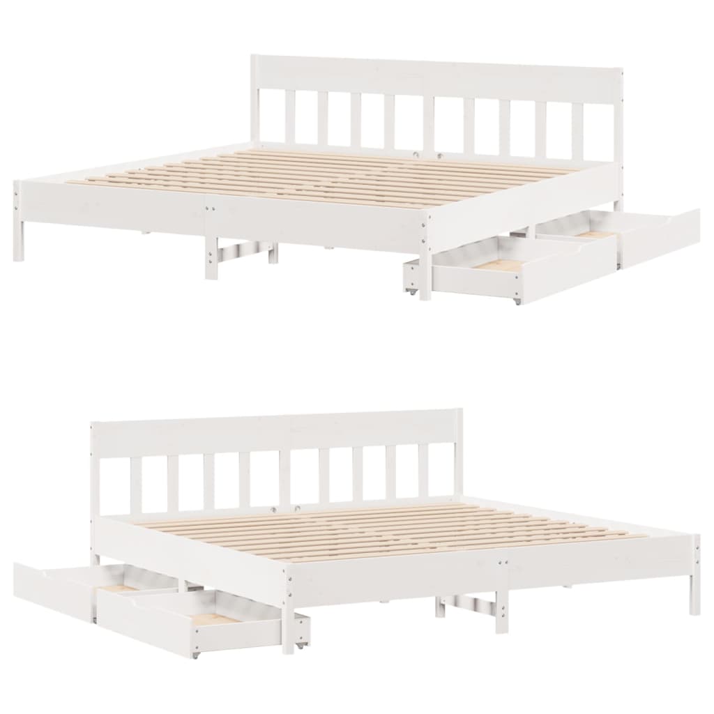 vidaXL Letto senza Materasso Bianco 180x200 cm Legno Massello di Pino