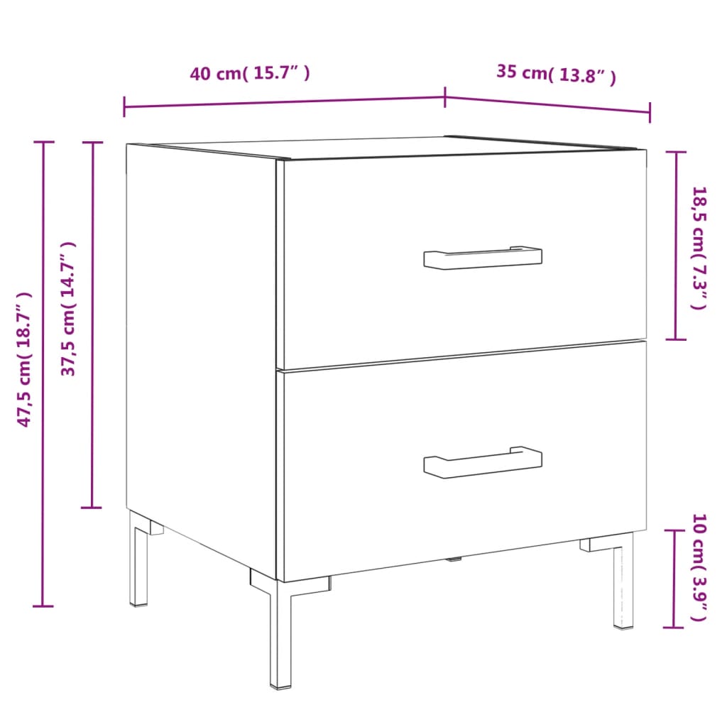 vidaXL Comodino Grigio Sonoma 40x35x47,5 cm in Legno Multistrato