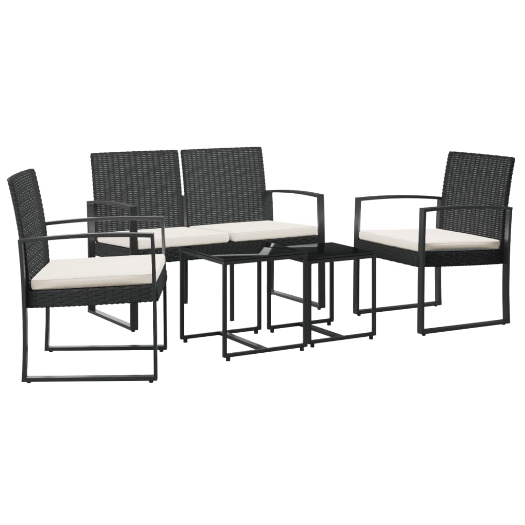 vidaXL Set da Pranzo da Giardino 5 pz Nero con Cuscini in Rattan PP