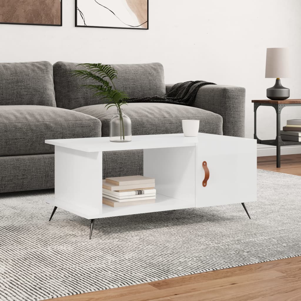 vidaXL Tavolino da Salotto Bianco Lucido 90x50x40 cm Legno Multistrato