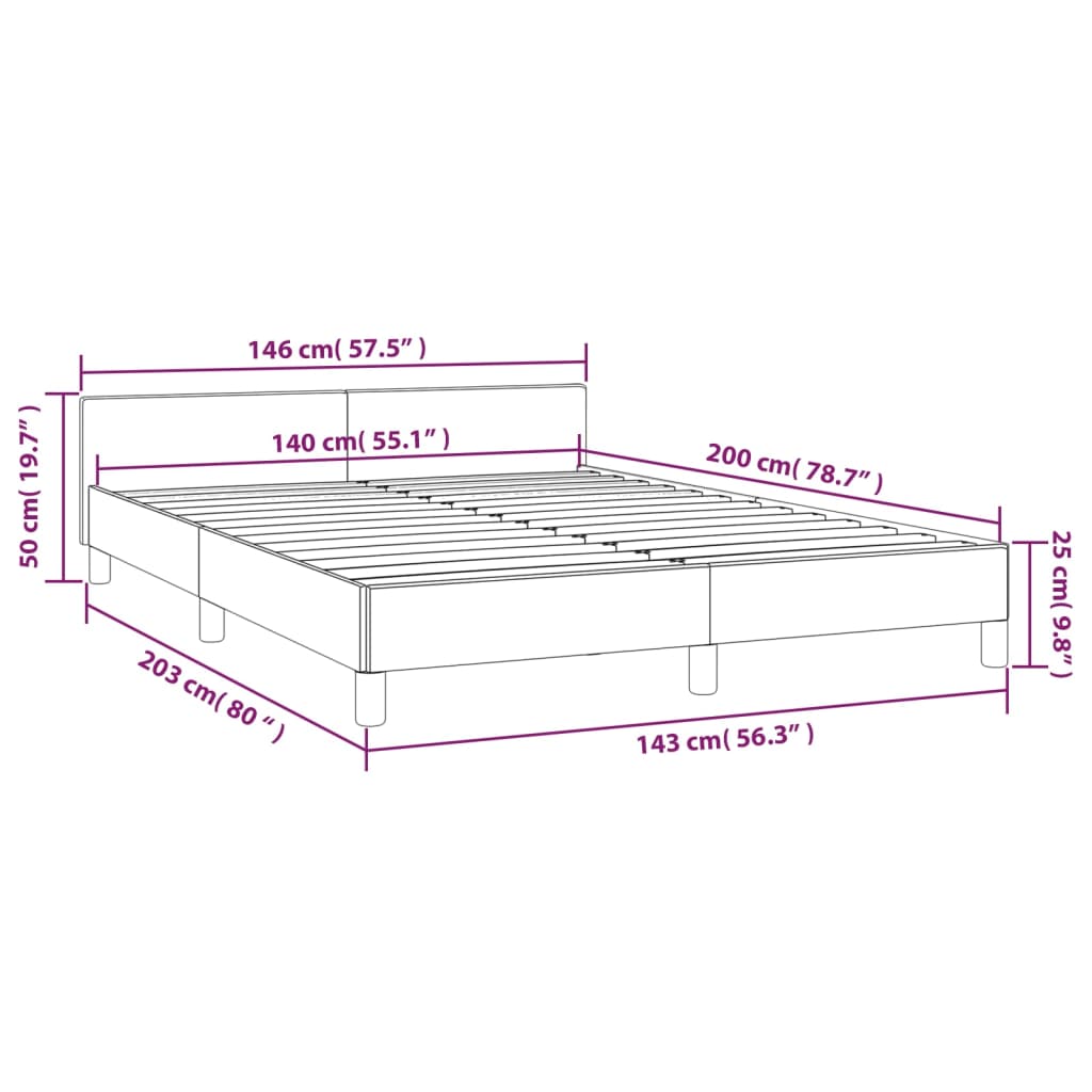 vidaXL Giroletto senza Materasso Marrone Scuro 140x200 cm Tessuto