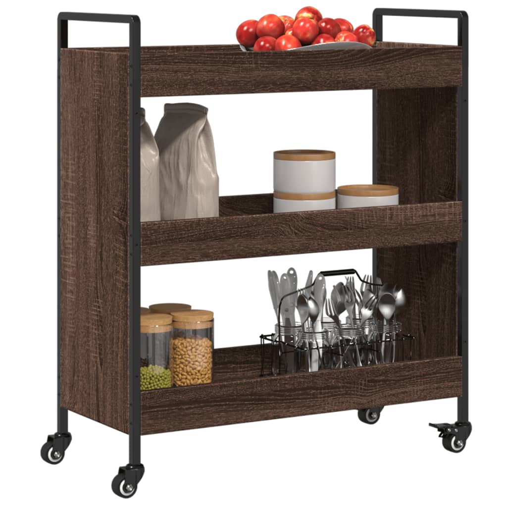 vidaXL Carrello da Cucina Rovere Marrone 70x30x82 cm Legno Multistrato