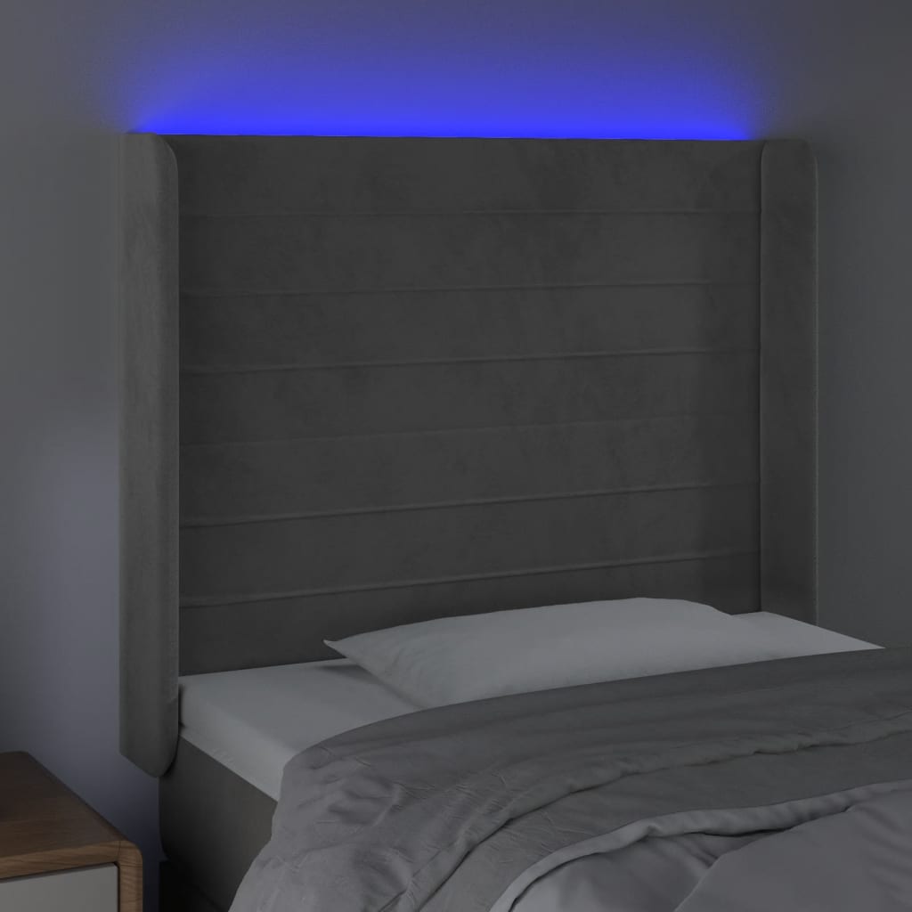 vidaXL Testiera a LED Grigio Chiaro 93x16x118/128 cm in Velluto