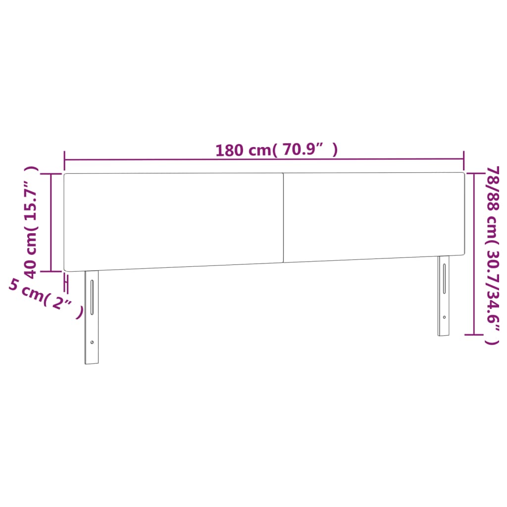 vidaXL Testiera a LED Blu Scuro 180x5x78/88 cm in Velluto