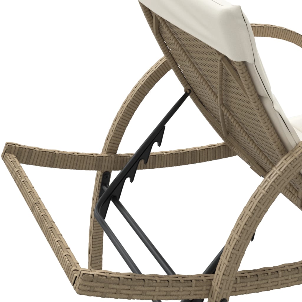 vidaXL Lettino Prendisole con Cuscini Beige 60x199x42 cm Polyrattan