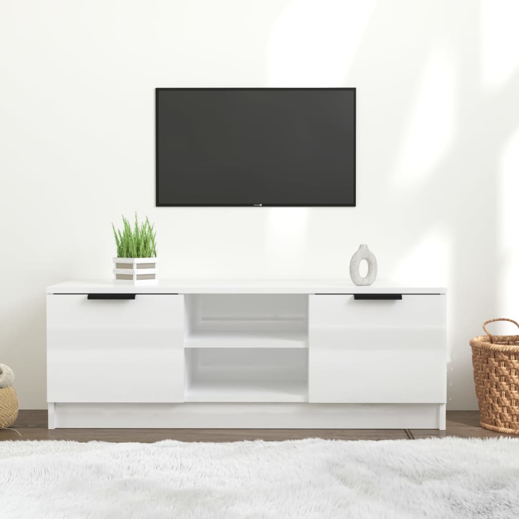 vidaXL Mobile Porta TV Bianco Lucido 102x35x36,5 cm Legno Multistrato