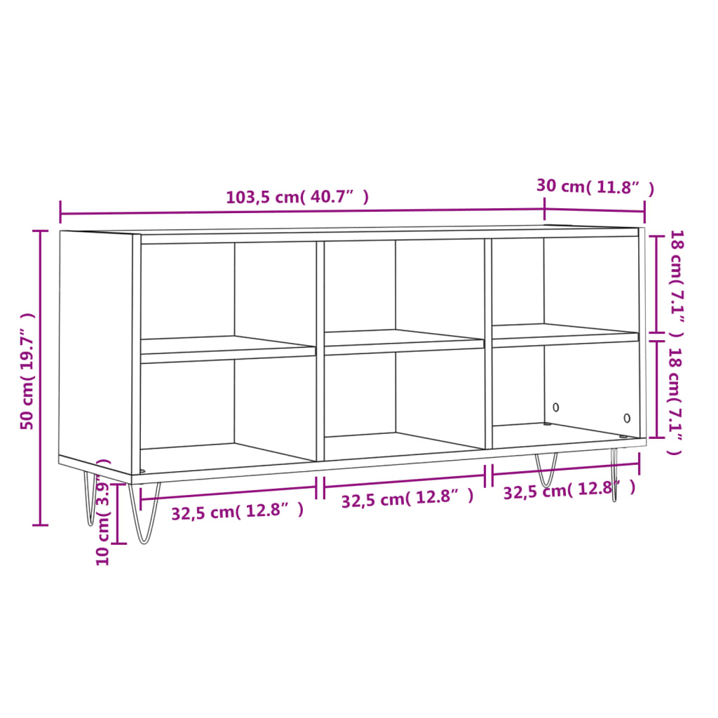 vidaXL Mobile Porta TV Rovere Marrone 103,5x30x50 cm Legno Multistrato