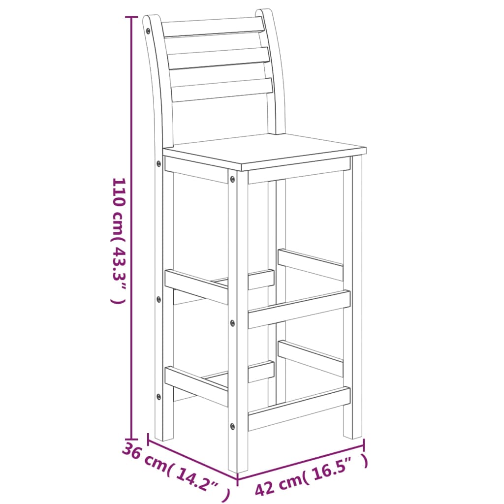 vidaXL Set da Bar da Giardino 7 pz in Legno Massello di Acacia