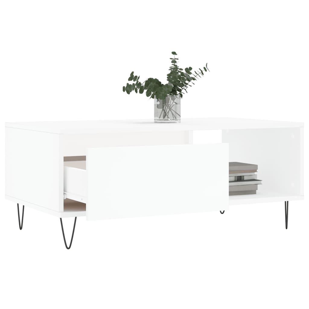 vidaXL Tavolino da Salotto Bianco 90x50x36,5 cm in Legno Multistrato