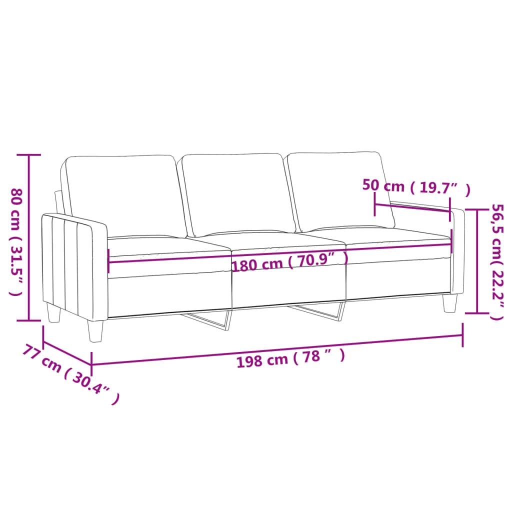 vidaXL Divano a 3 Posti Marrone 180 cm in Tessuto