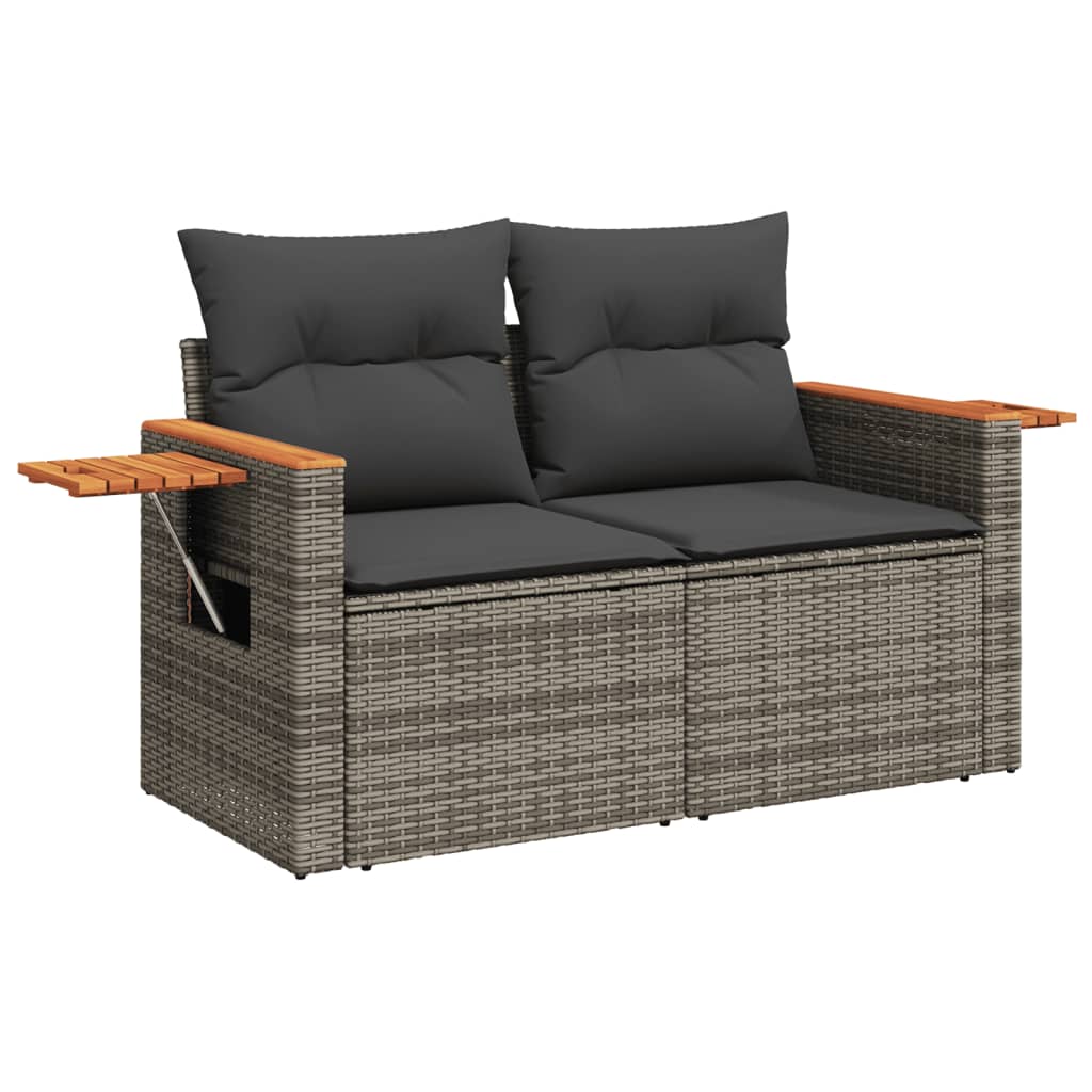 vidaXL Set Divani da Giardino 7 pz con Cuscini Grigio in Polyrattan