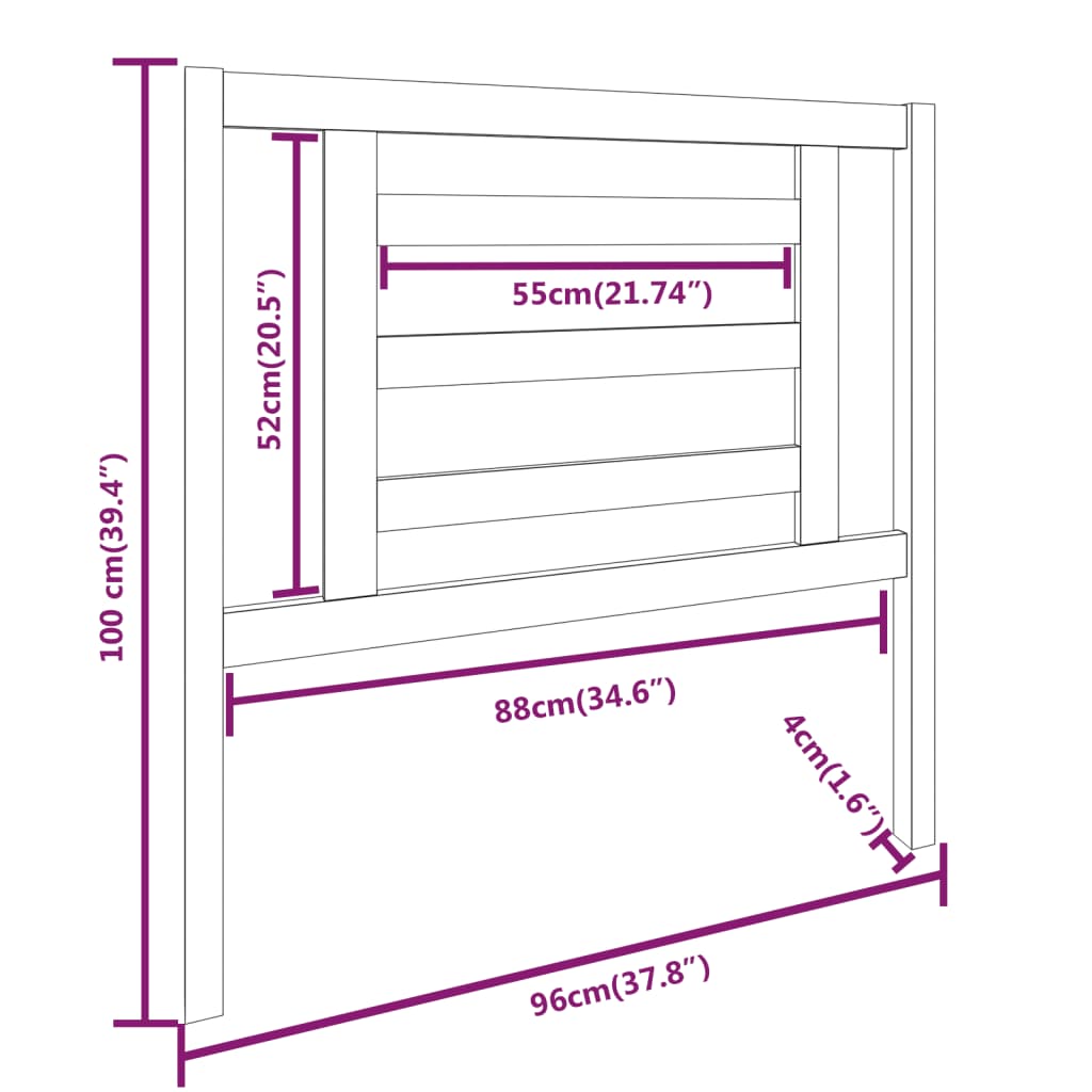 vidaXL Testiera per Letto Grigia 96x4x100 cm in Legno Massello di Pino