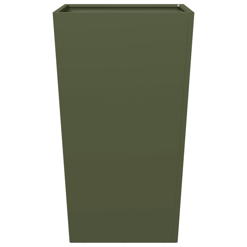 vidaXL Fioriere da Giardino 2 pz Verde Oliva 45x45x75 cm in Acciaio