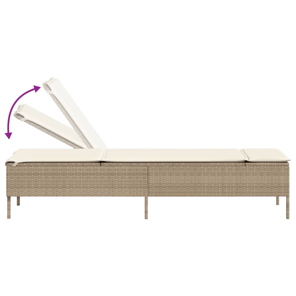 vidaXL Lettini Prendisole 2 pz con Cuscini Beige in Polyrattan