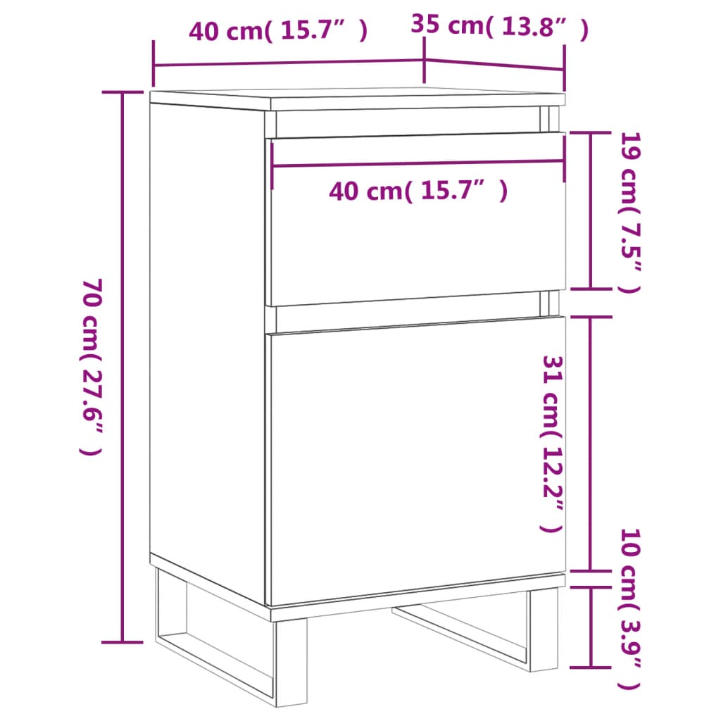 vidaXL Credenza Grigio Sonoma 40x35x70 cm in Legno Multistrato