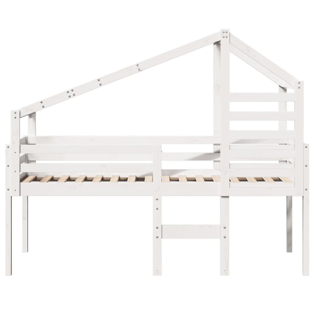 vidaXL Letto a Soppalco con Tetto Bianco 75x190 cm in Legno di Pino