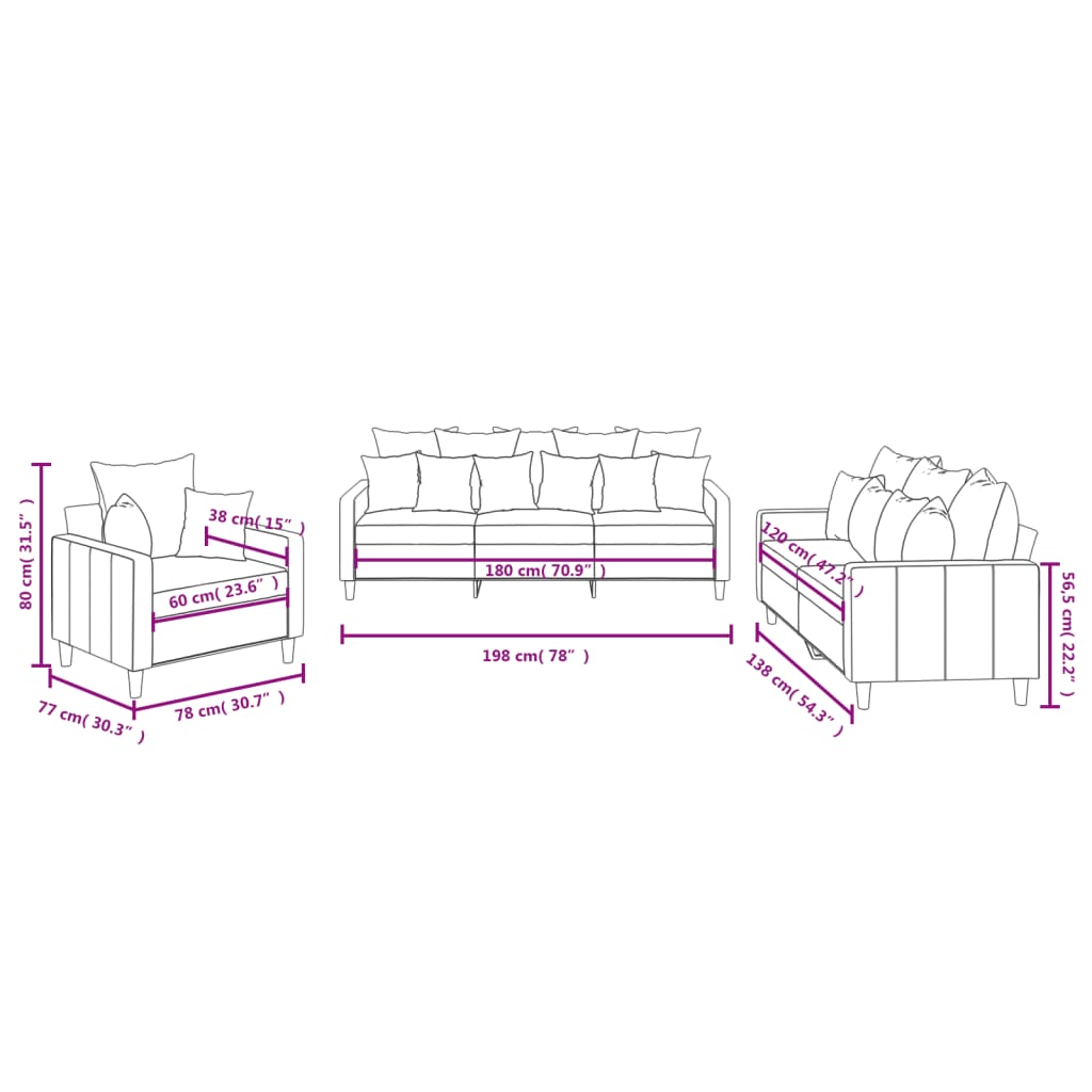 vidaXL Set di Divani 3 pz con Cuscini Grigio Chiaro in Velluto