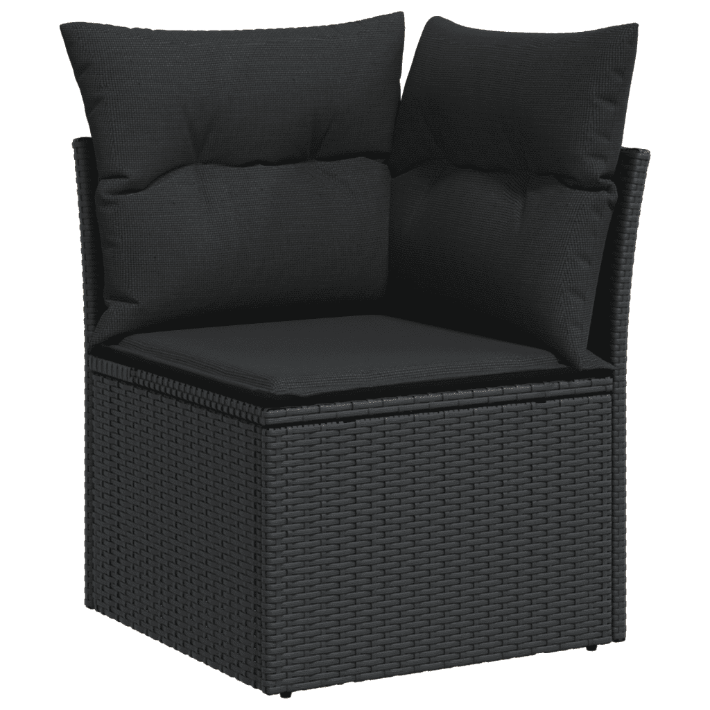 vidaXL Set Divani da Giardino con Cuscini 7pz Nero Polyrattan