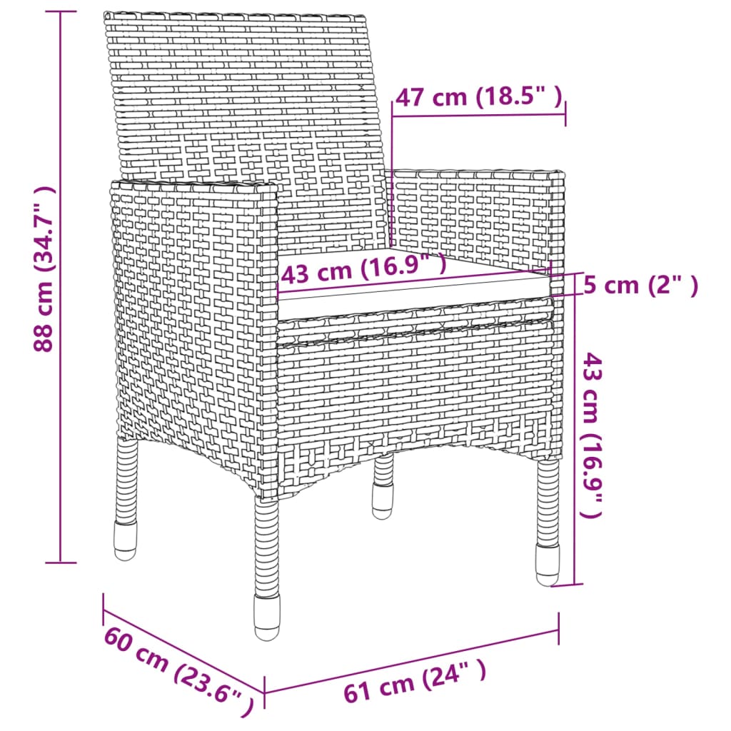 vidaXL Set da Pranzo da Esterno 9 pz con Cuscini in Polyrattan Grigio