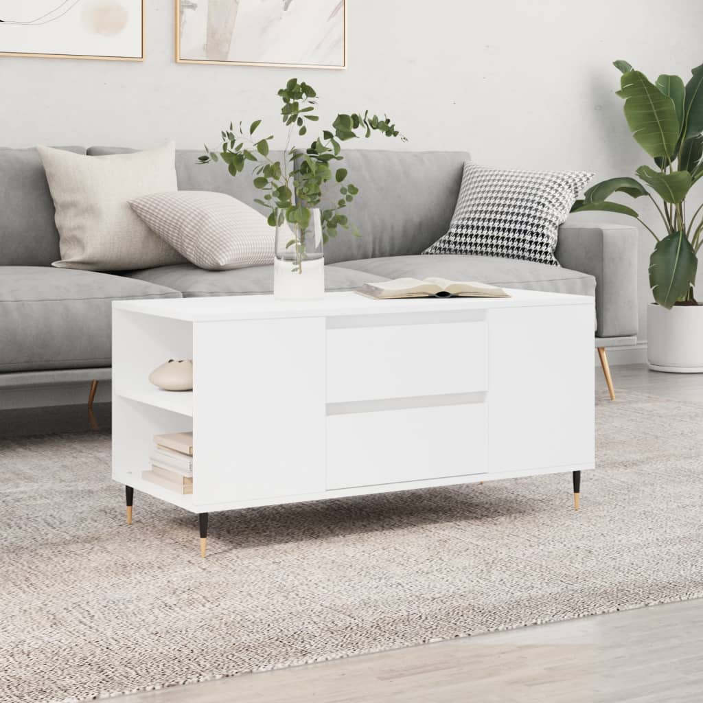 vidaXL Tavolino da Salotto Bianco 102x44,5x50 cm in Legno Multistrato