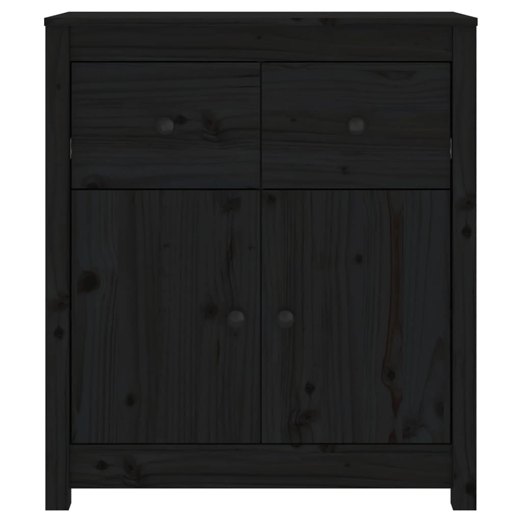 vidaXL Credenza Nera 70x35x80 cm in Legno Massello di Pino