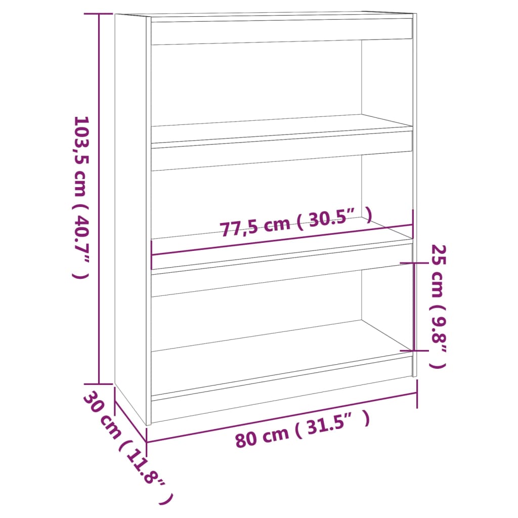 vidaXL Libreria/Divisorio Marrone 80x30x103,5cm Legno Massello di Pino