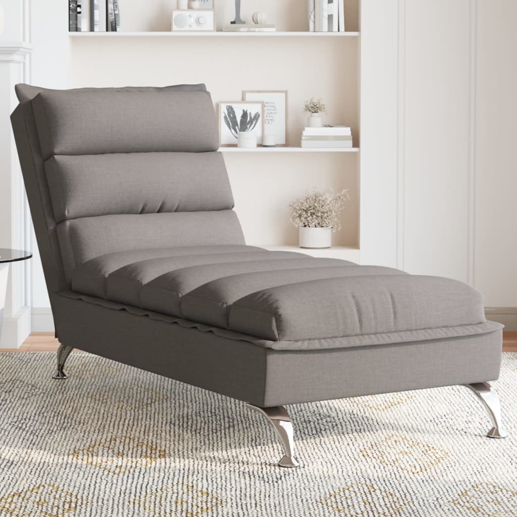 vidaXL Chaise Longue con Cuscini Tortora in Tessuto