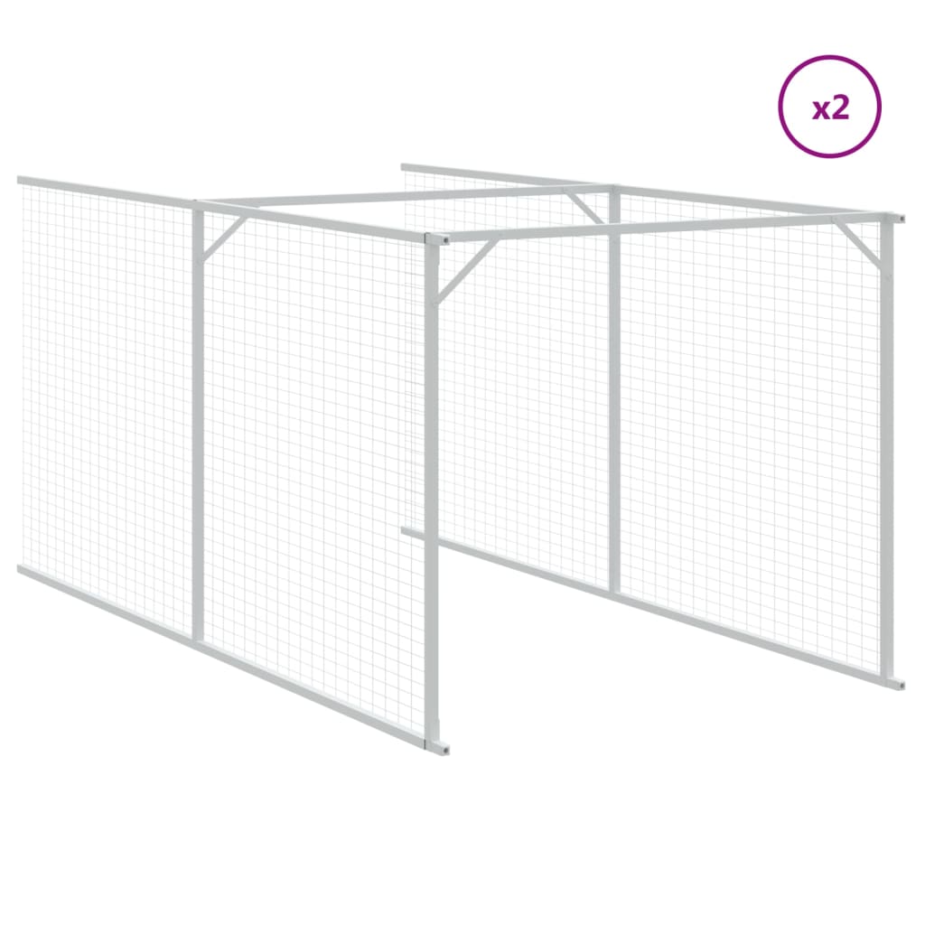 vidaXL Casetta Cani Tetto Grigio Chiaro 117x609x123 cm Acciaio Zincato