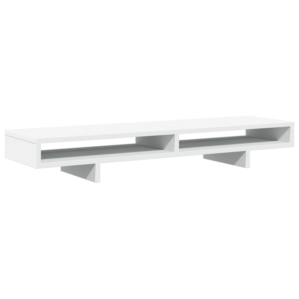 vidaXL Supporto per Monitor Bianco 100x27x15 cm Legno Massello di Pino