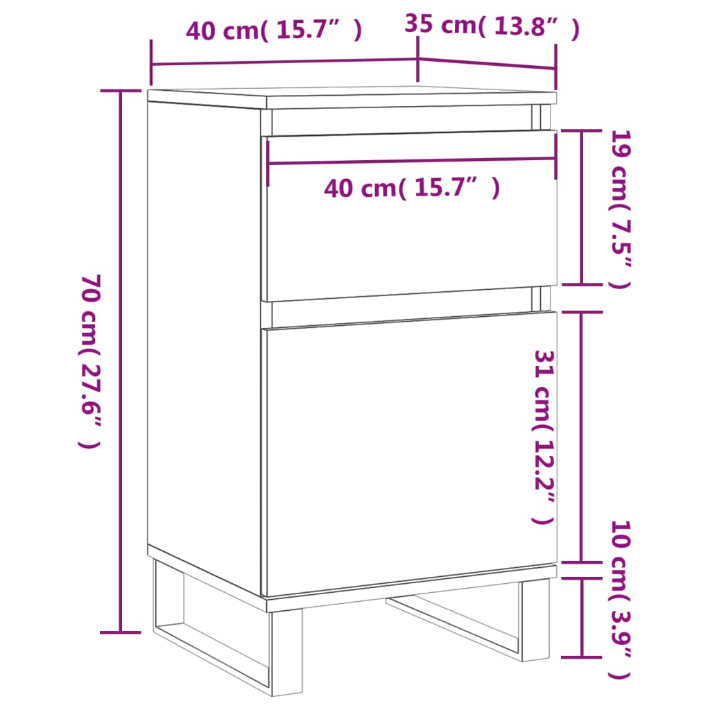 vidaXL Credenze 2 pz Grigio Sonoma 40x35x70 cm in Legno Multistrato