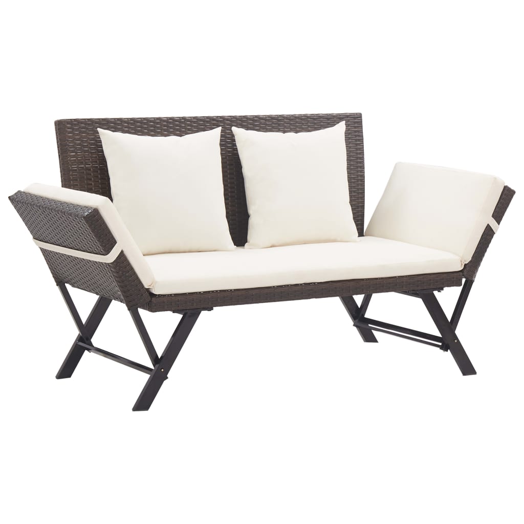 vidaXL Panca da Giardino con Cuscini Marrone 176 cm in Polyrattan