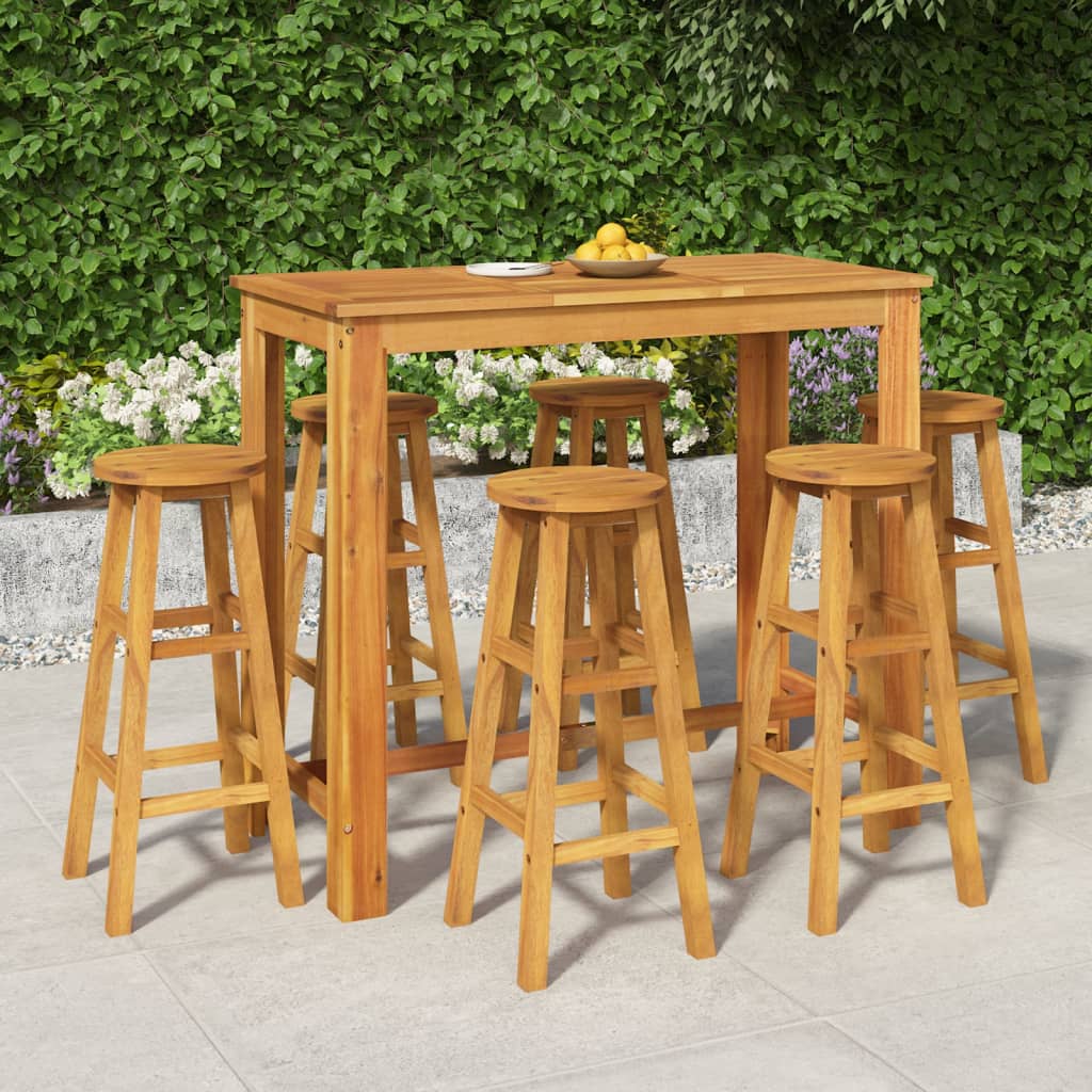 vidaXL Set da Bar da Giardino 7 pz in Legno Massello di Acacia