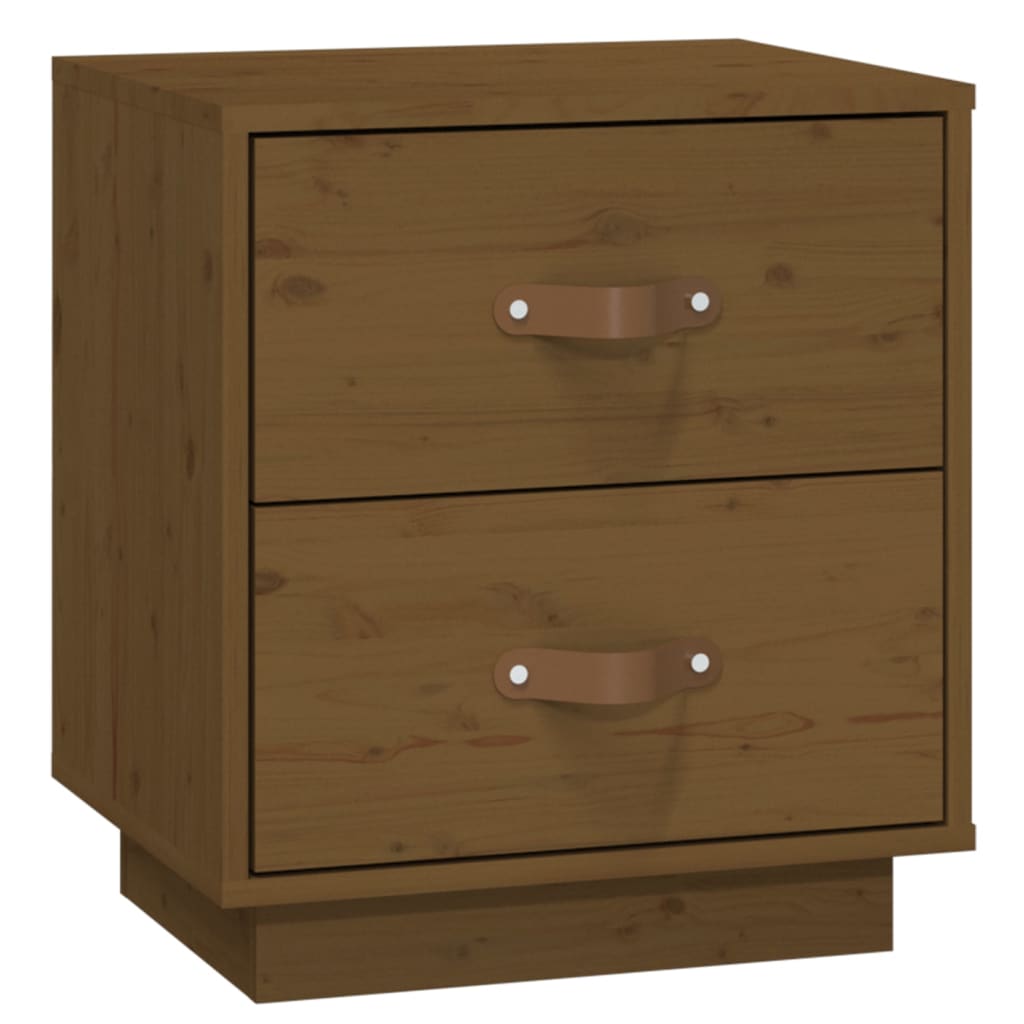  vidaXL Comodini 2 pz Ambrati 40x34x45 cm in Legno Massello di Pino