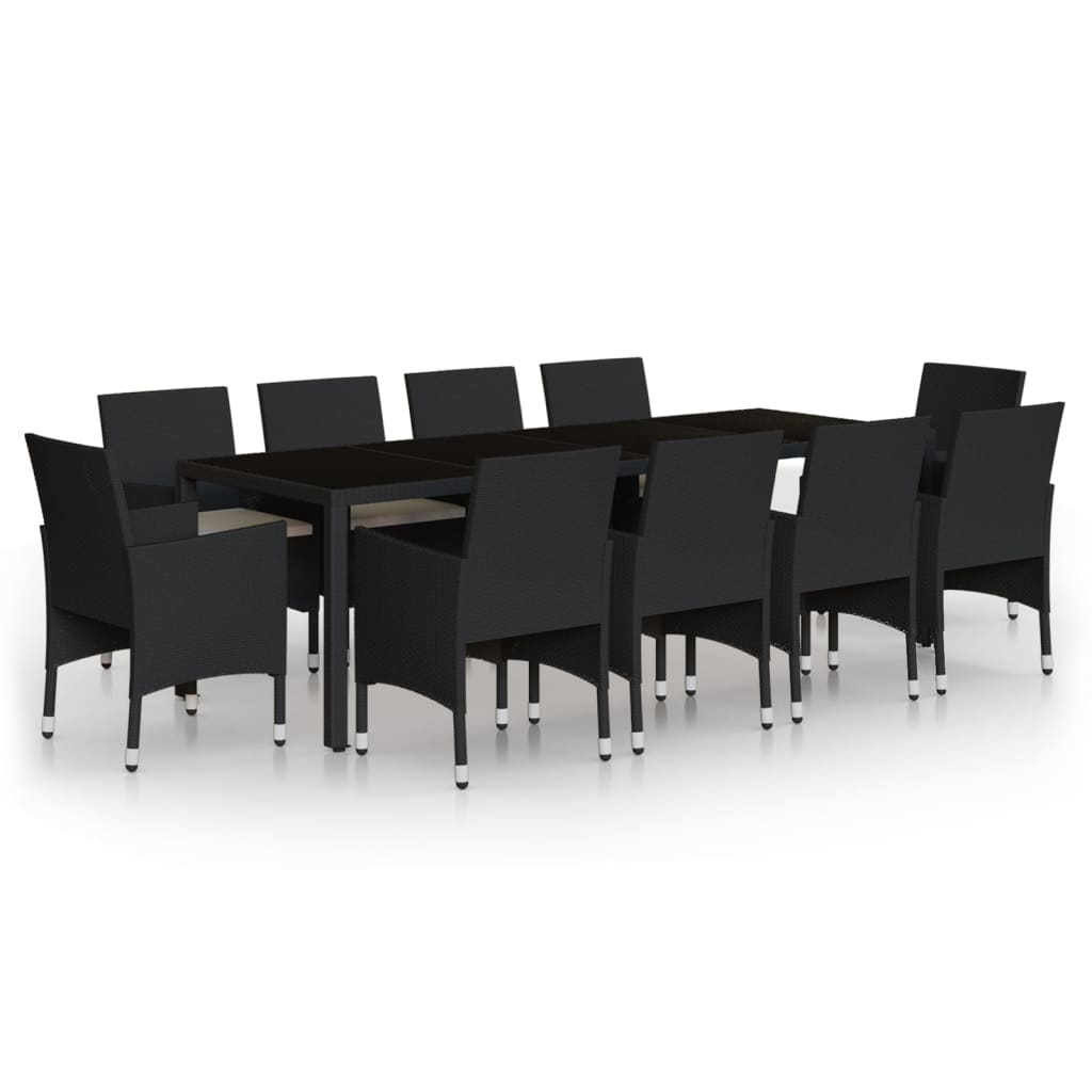 vidaXL Set da Pranzo da Giardino 11 pz in Polyrattan Nero