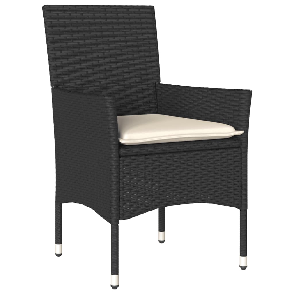 vidaXL Set Pranzo da Giardino 9 pz con Cuscini Nero Polyrattan Acacia