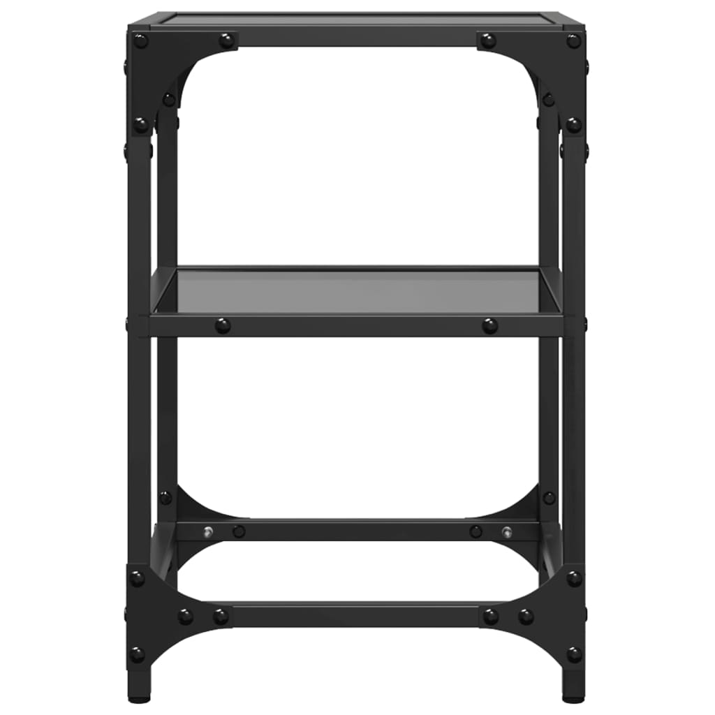 vidaXL Tavolini da Salotto con Piano Vetro Nero 2pz 30x30x45cm Acciaio