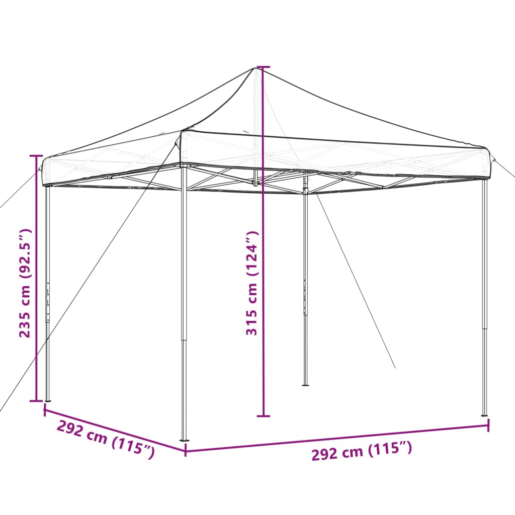 vidaXL Tenda da Festa Pieghevole Pop-Up Terracotta 292x292x315 cm