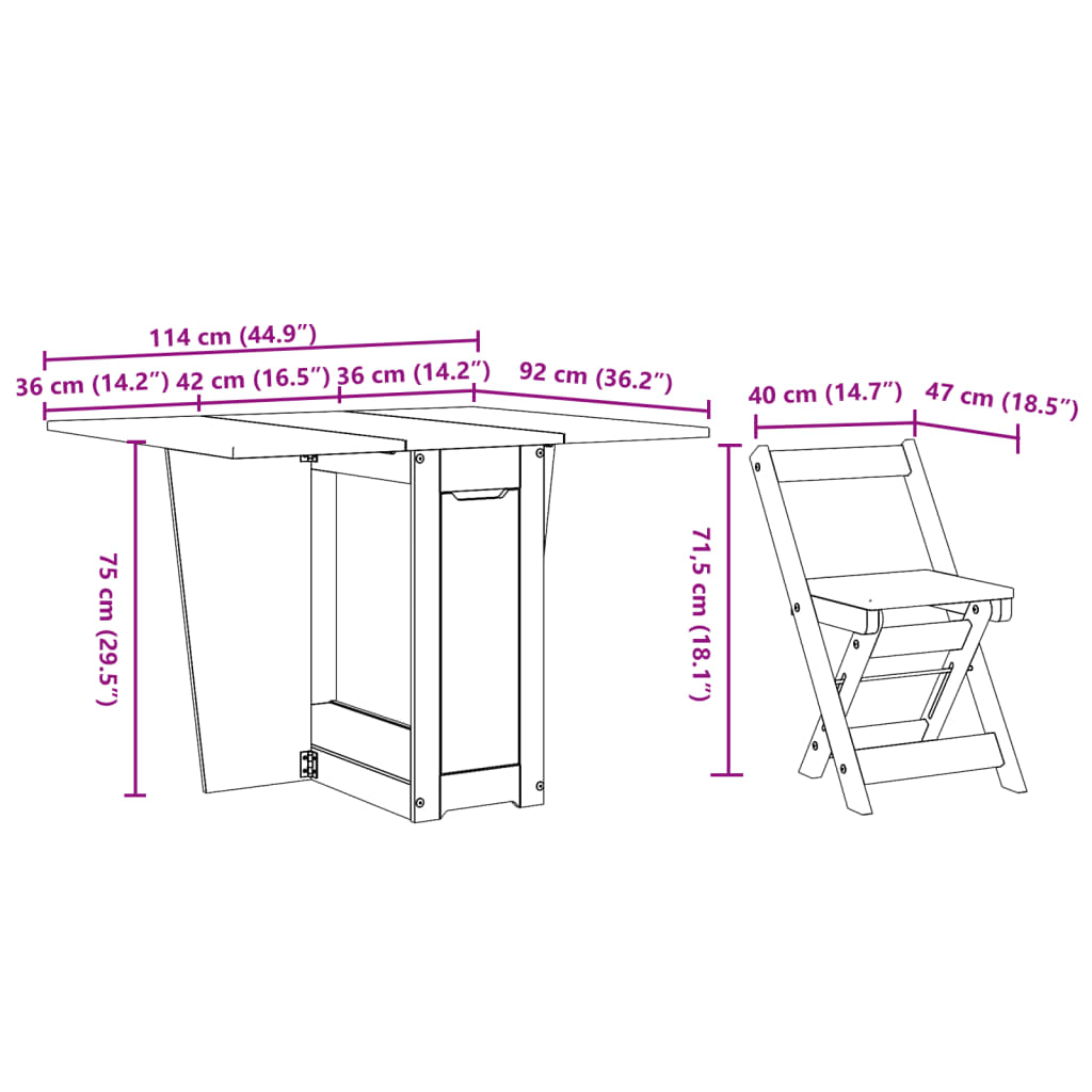 vidaXL Set da Pranzo 5 pz Corona Pieghevole Marrone Cera in Pino