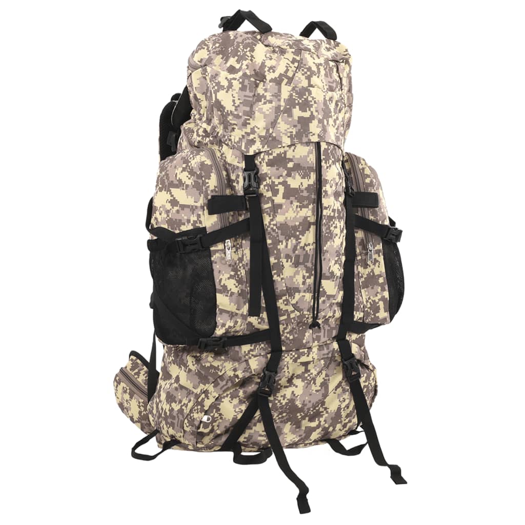 vidaXL Zaino da Trekking Cammello Mimetico 60 L in Tessuto Oxford