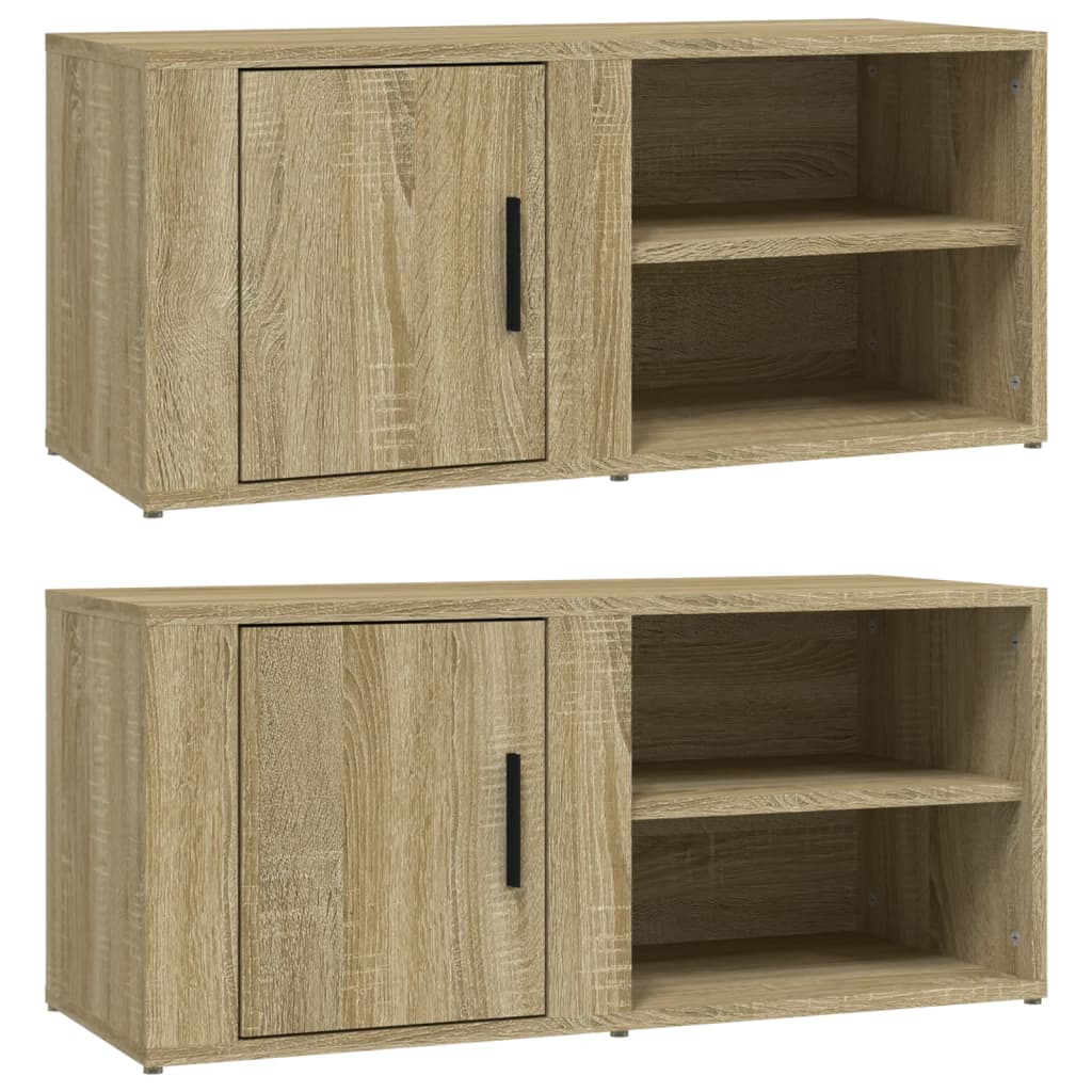 vidaXL Mobili per TV 2pz Rovere Sonoma 80x31,5x36 cm Legno Multistrato