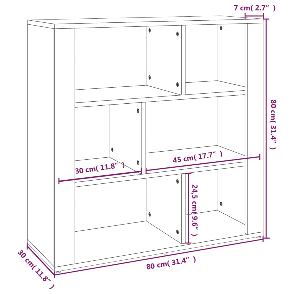 vidaXL Credenza Rovere Marrone 80x30x80 cm in Legno Multistrato