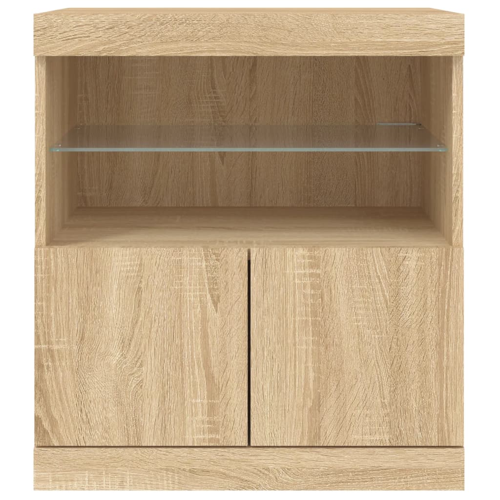 vidaXL Credenza con Luci LED Rovere Sonoma 60x37x67 cm