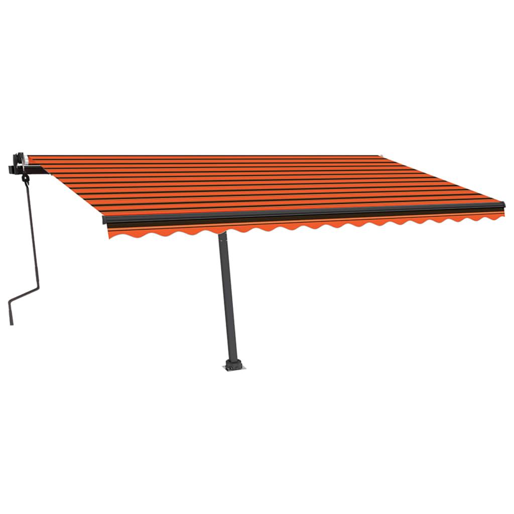 vidaXL Tenda da Sole Retrattile Manuale LED 450x350 cm Arancio Marrone